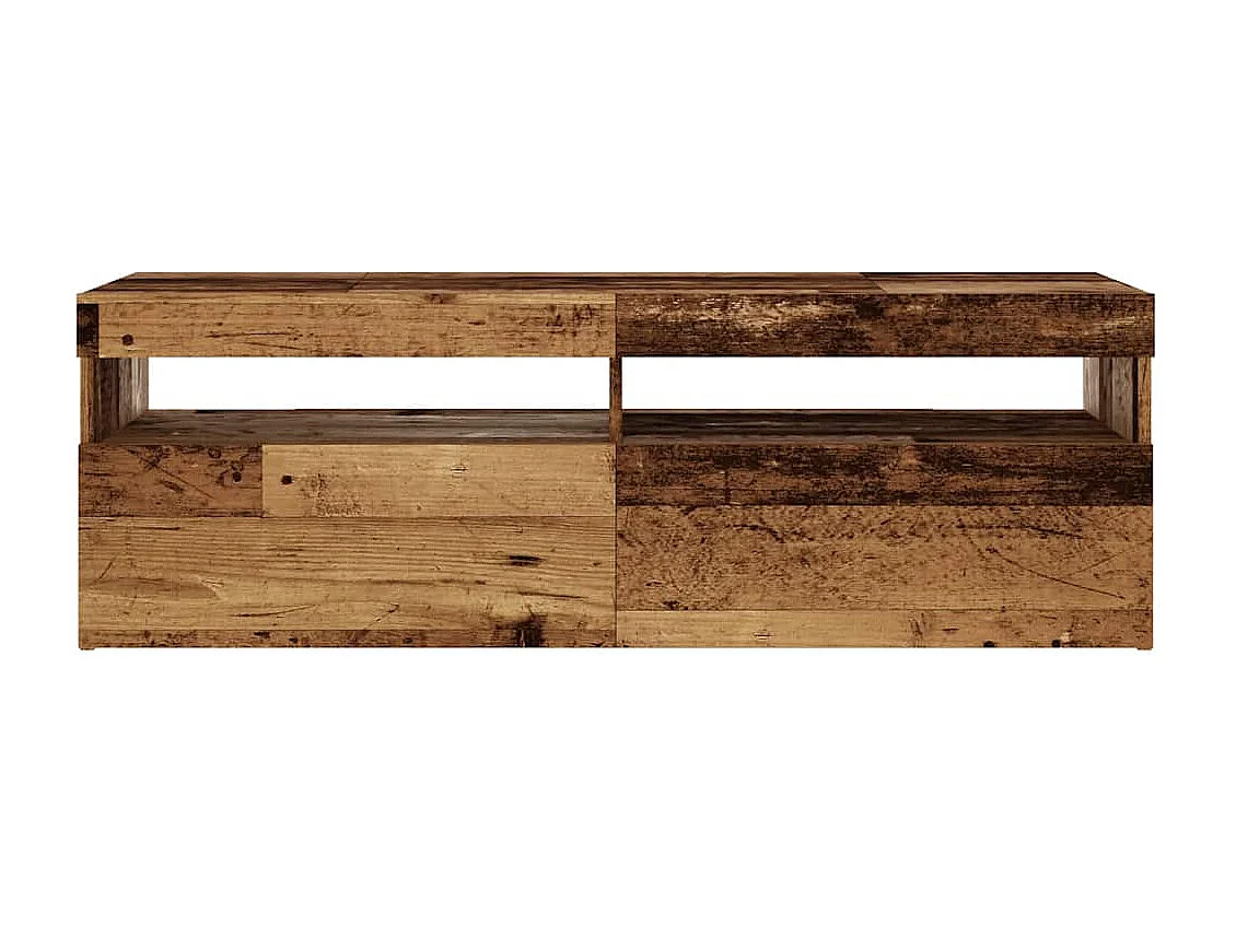 Meuble TV avec lumières LED vieux bois bois d'ingénierie