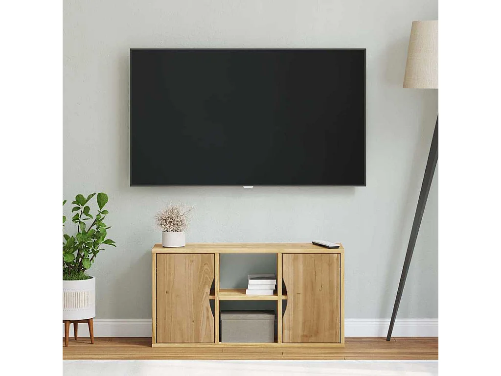 Meuble TV ODDA 79x24x40 cm bois massif pin