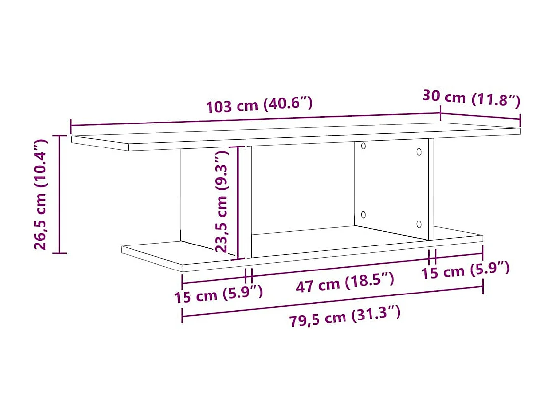 Gabinete para TV Castanho 103 x 30 x 26.5 cm Madeira processada