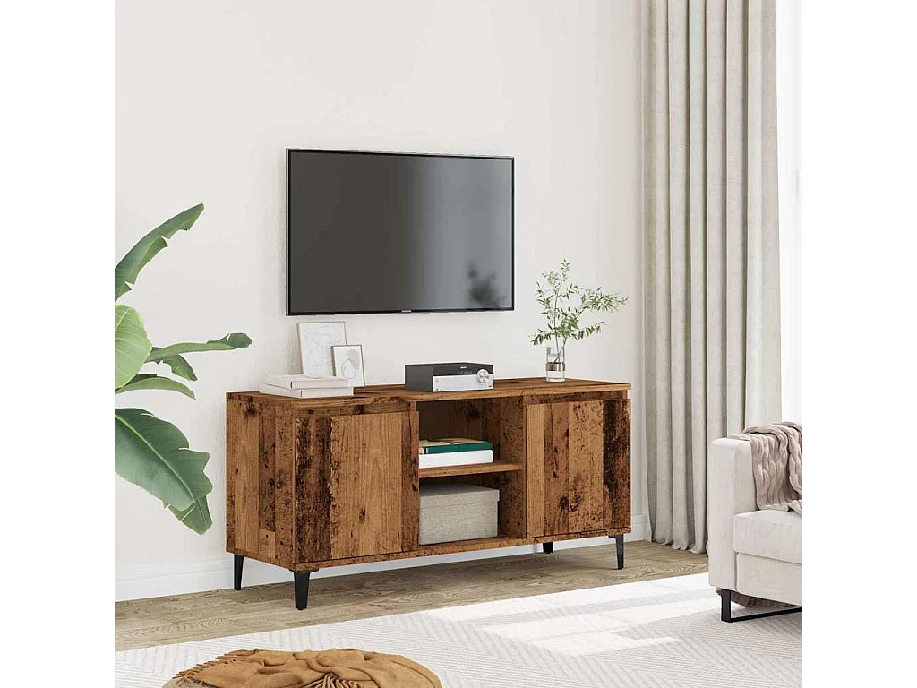Meuble TV vieux bois 102x35x50 cm bois d'ingénierie