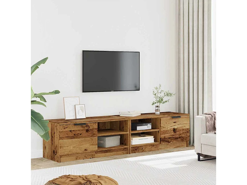 Meubles TV 2 pièces vieux bois 80x35x36,5 cm bois d'ingénierie