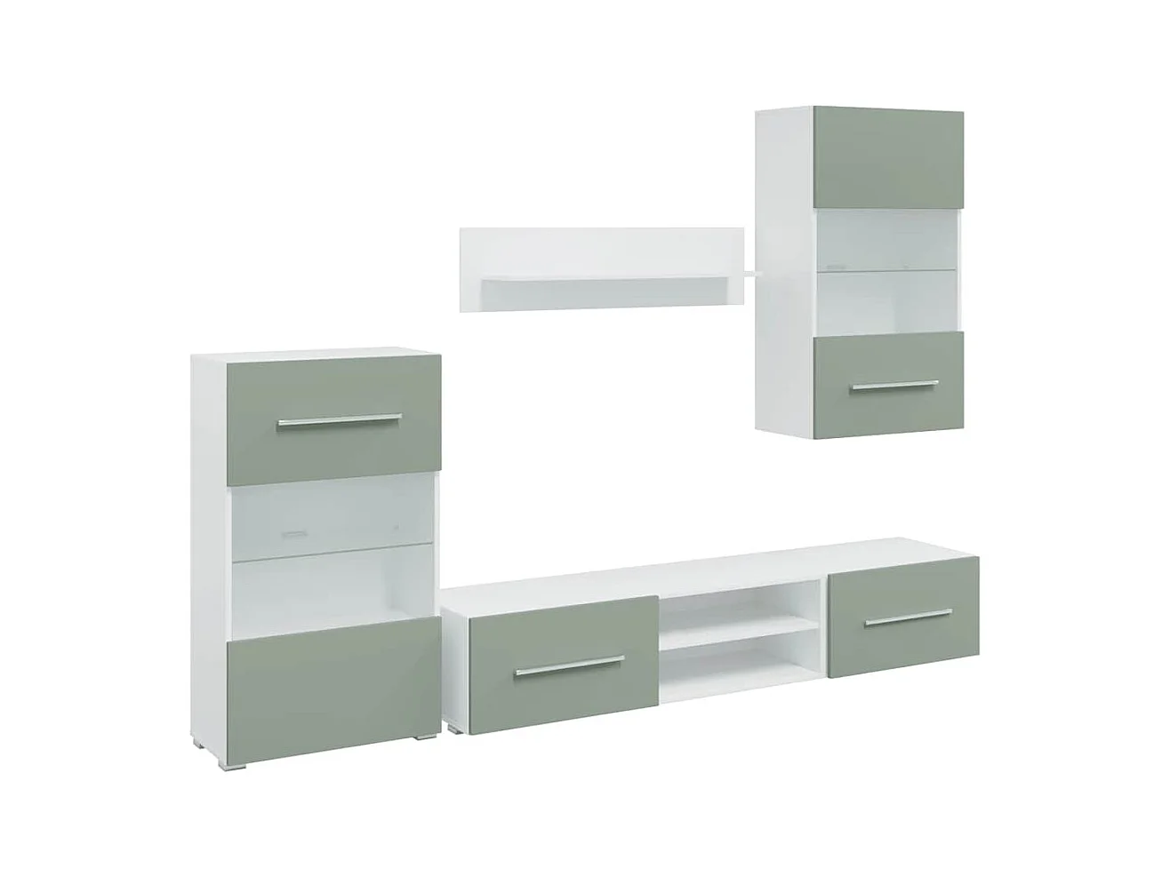 Meubles TV avec lumière LED 5 pièces vert olive bois d'ingénierie