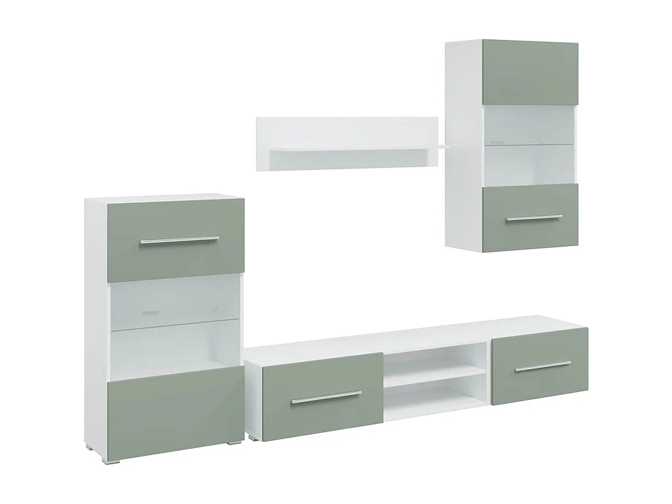 Meubles TV avec lumière LED 5 pièces vert olive bois d'ingénierie