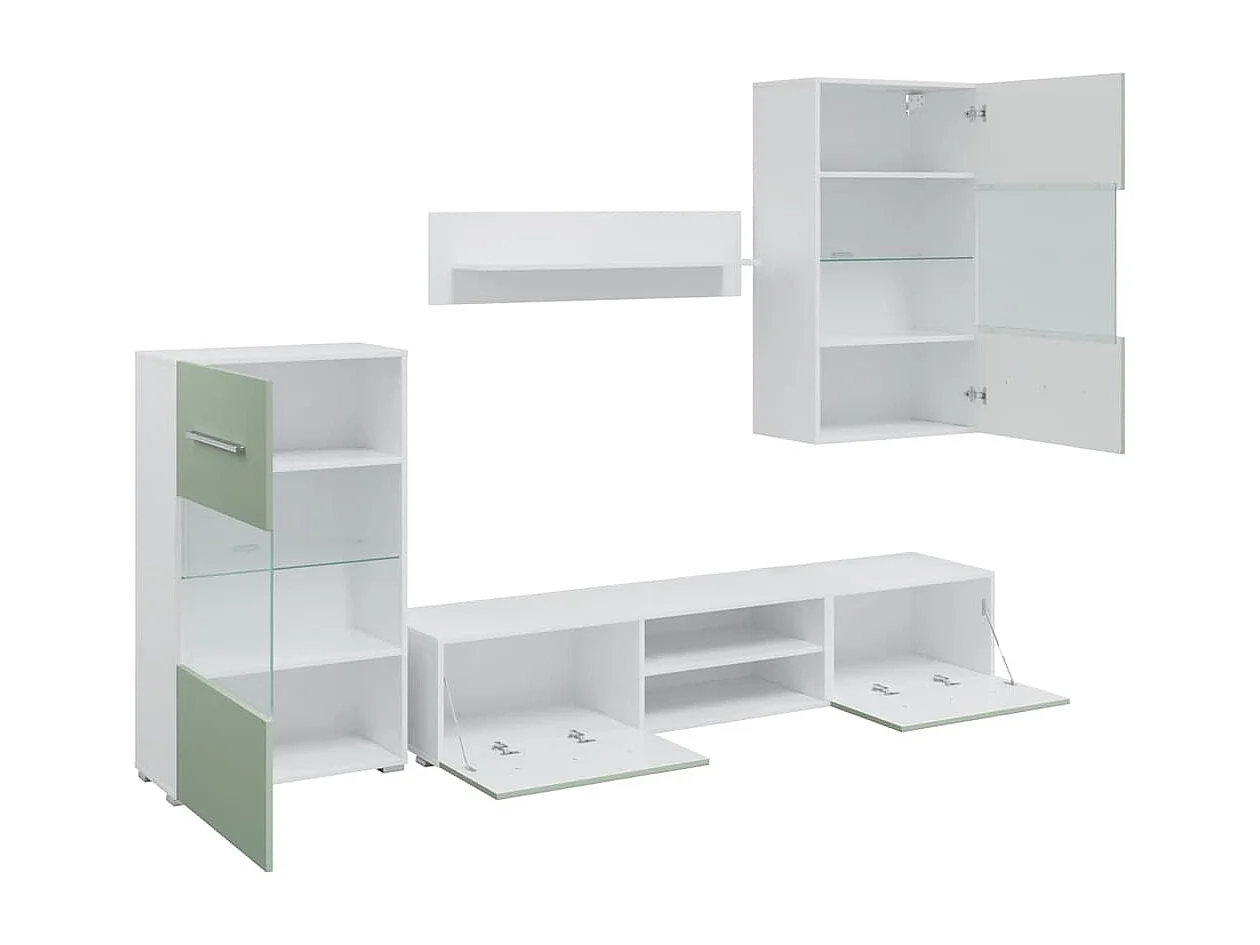 Meubles TV avec lumière LED 5 pièces vert olive bois d'ingénierie