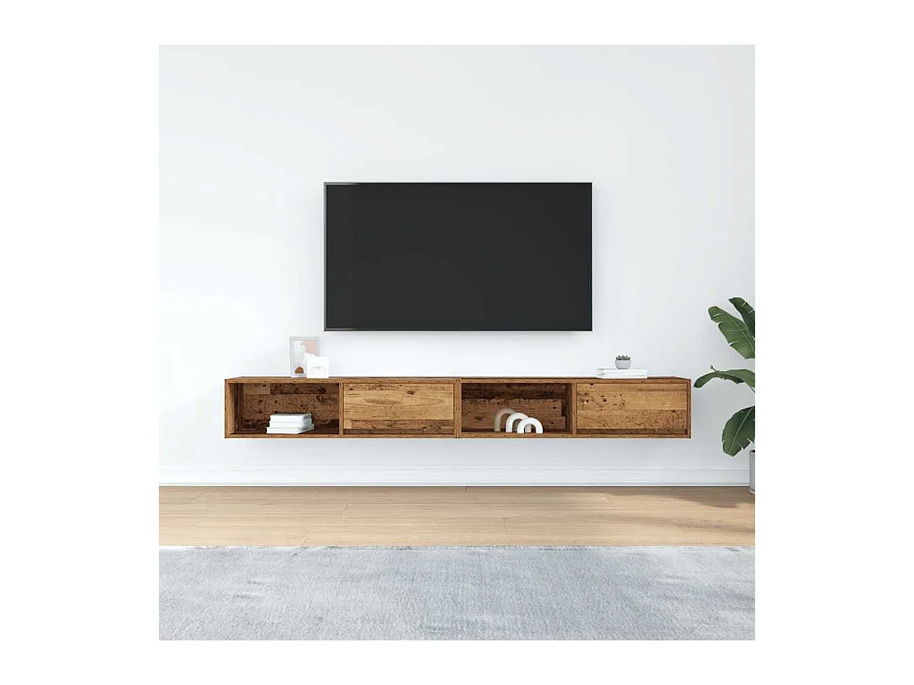 Meubles TV 2 pièces vieux bois 100x31x25,5 cm bois d'ingénierie