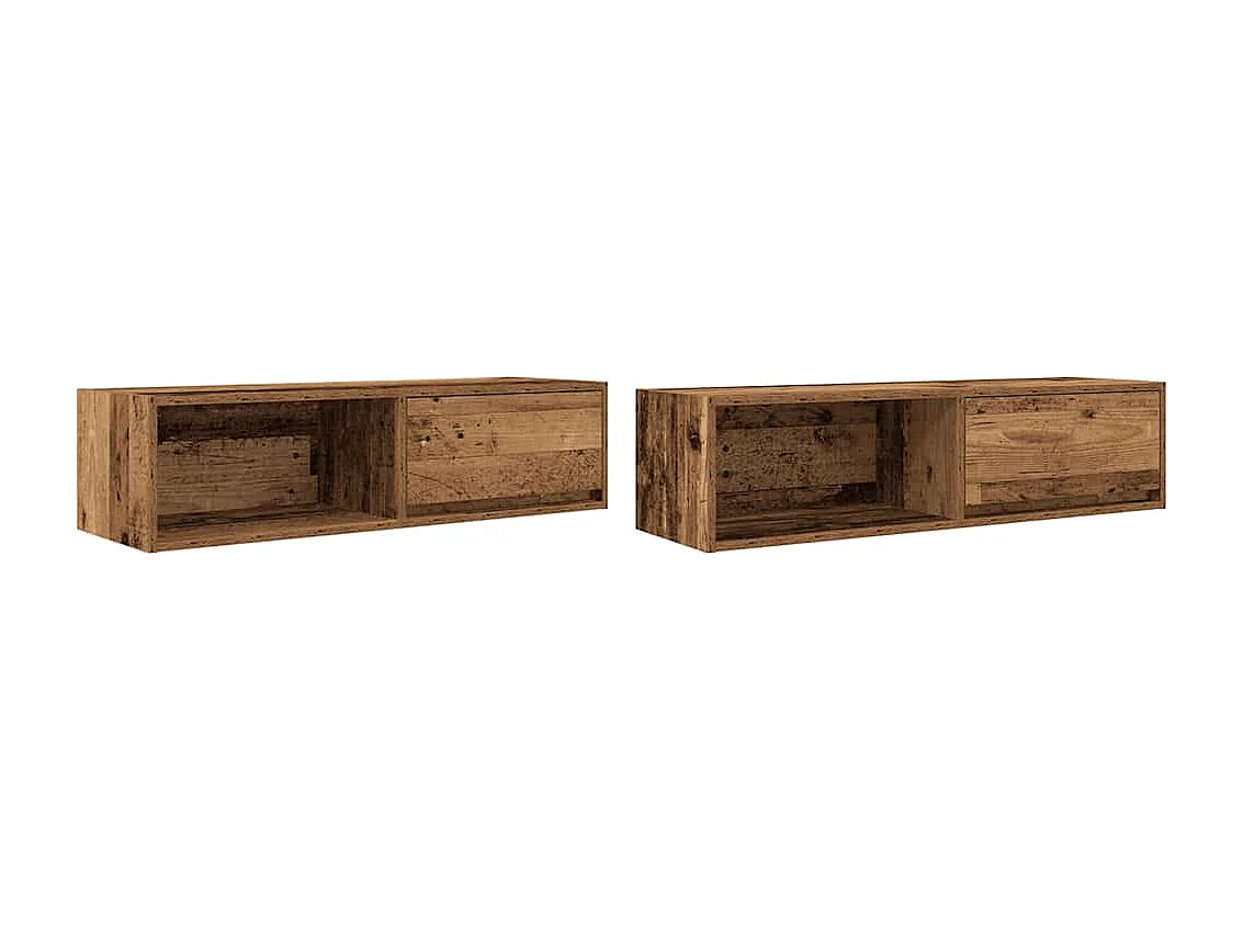 Meubles TV 2 pièces vieux bois 100x31x25,5 cm bois d'ingénierie