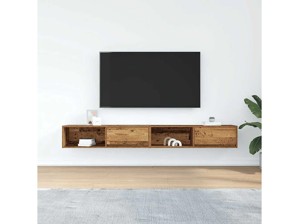 Meubles TV 2 pièces vieux bois 100x31x25,5 cm bois d'ingénierie
