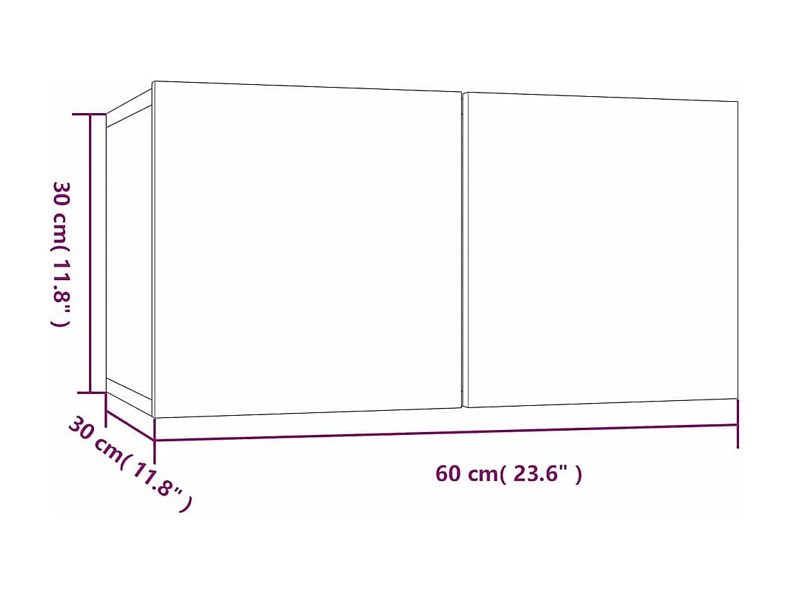 Meuble TV 2 pièces Gris 60 x 30 x 30 cm Bois d'ingénierie