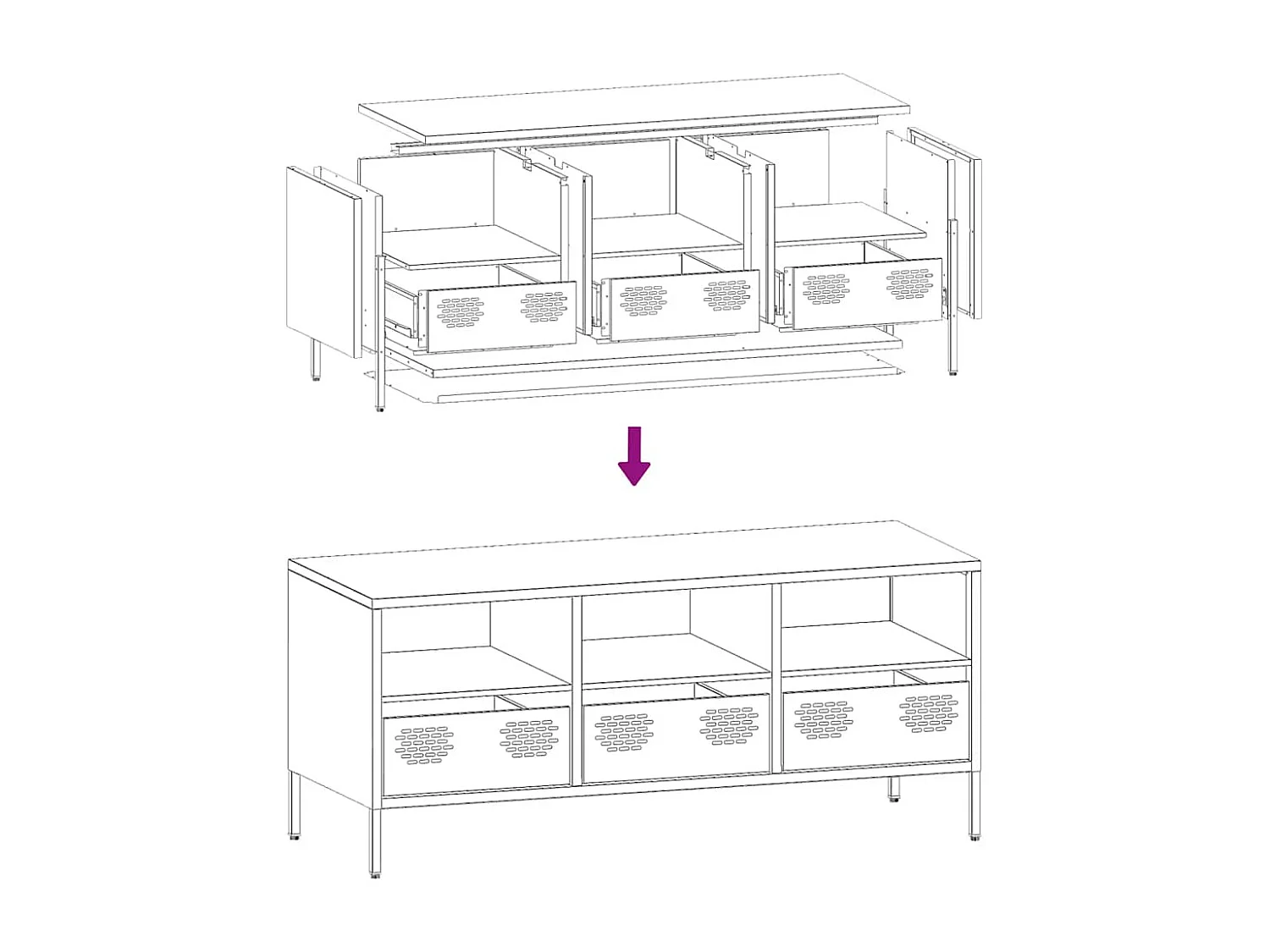 Meuble TV blanc 101,5x39x43,5 cm acier laminé à froid