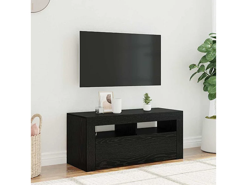 Meuble TV Noir 90 x 35 x 40 cm Bois d'ingénierie