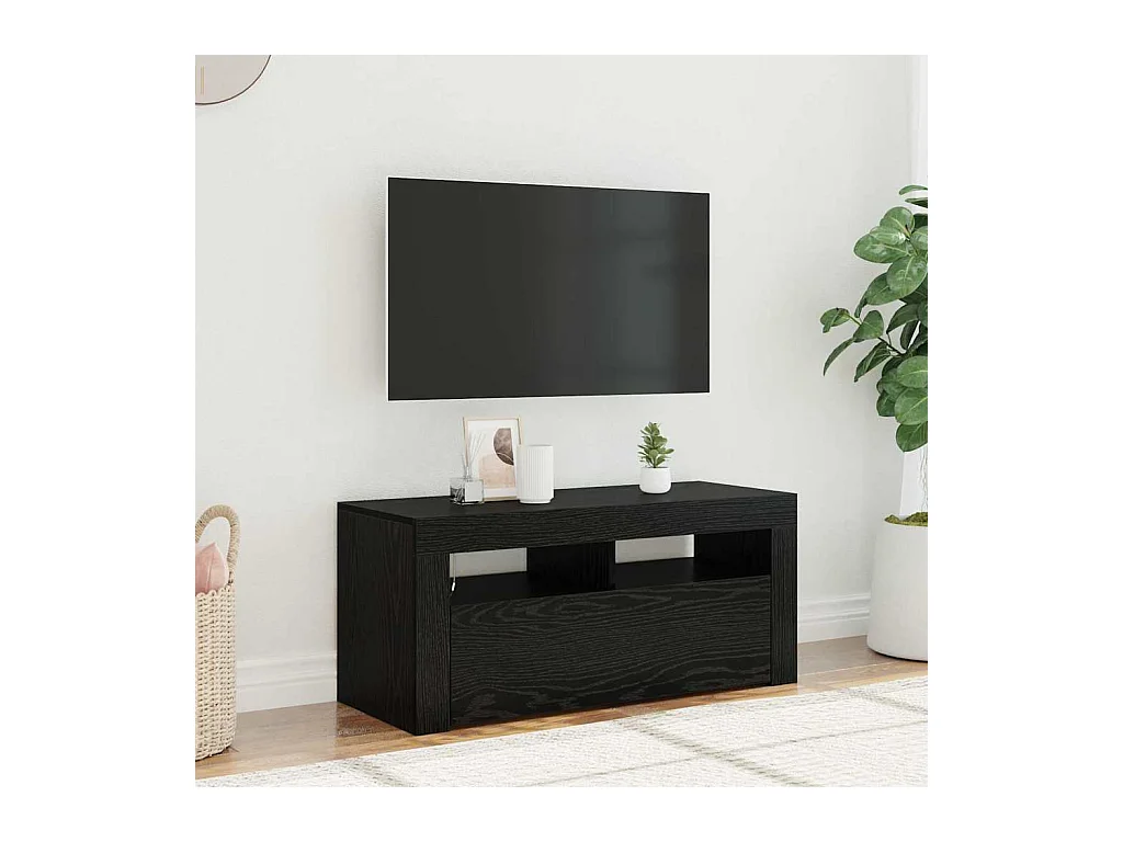 Meuble TV Noir 90 x 35 x 40 cm Bois d'ingénierie