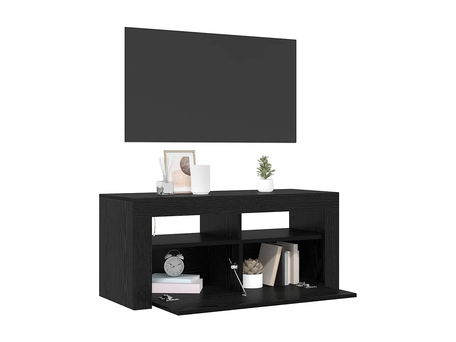 Meuble TV Noir 90 x 35 x 40 cm Bois d'ingénierie