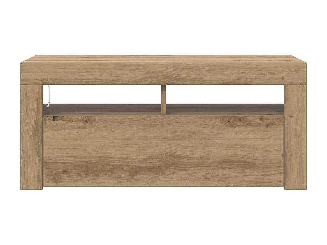 Meuble TV avec lumières LED chêne artisanal bois d'ingénierie