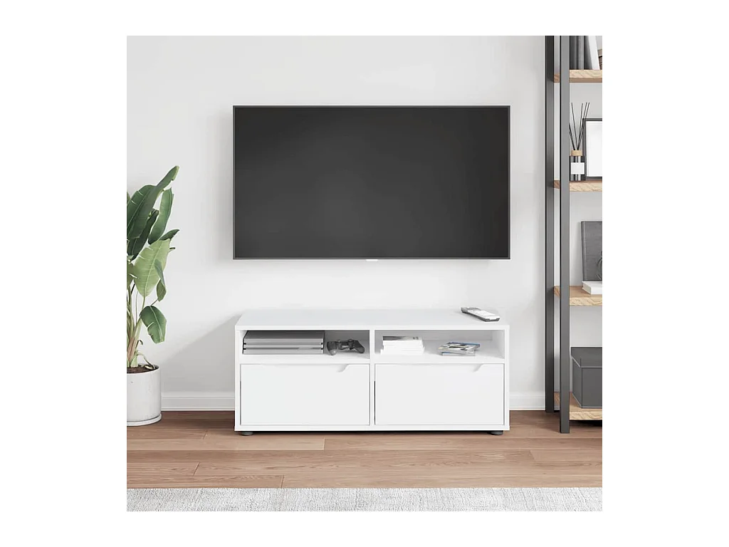 Meuble TV VISNES blanc 100x40x38 cm bois d'ingénierie