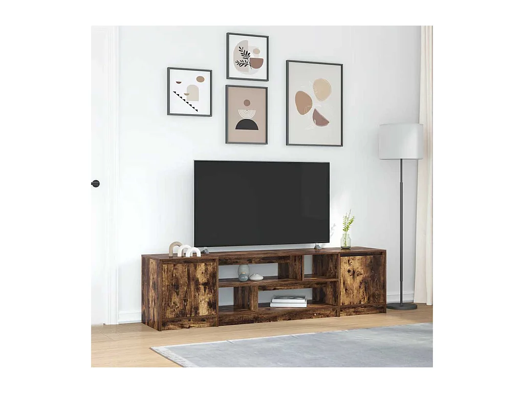 Mueble de TV de roble ahumado 188,5x41x50 cm Madera ingeniería