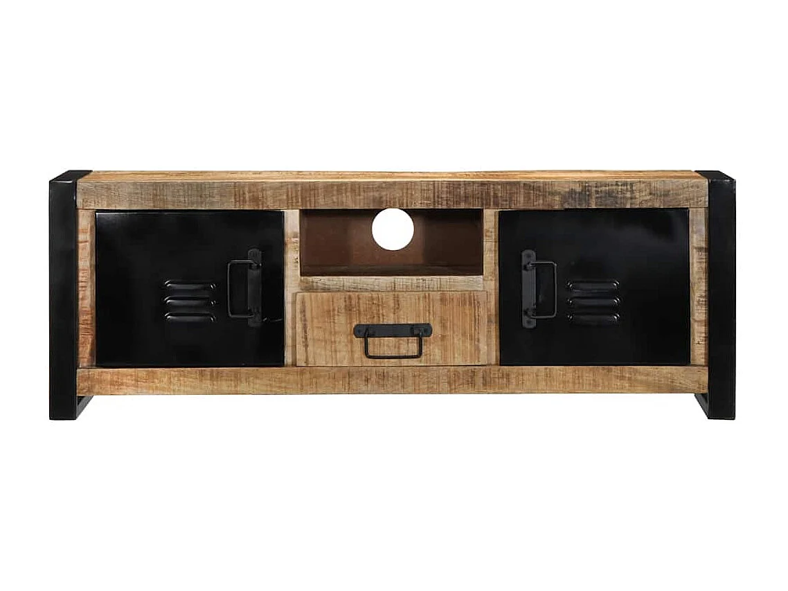 Meuble TV 100x30x35 cm bois massif de manguier brut