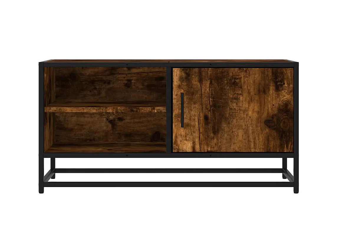 Meuble TV chêne fumé 80x34,5x40 cm bois d'ingénierie et métal