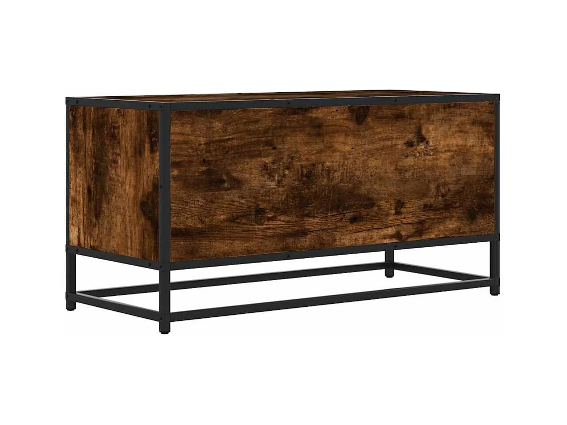 Meuble TV chêne fumé 80x34,5x40 cm bois d'ingénierie et métal
