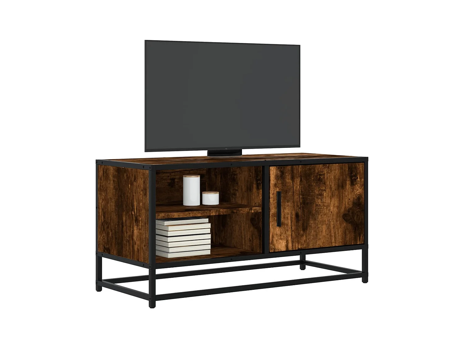 Móvel p/ TV 80x34,5x40 cm deriv. madeira/metal carvalho fumado