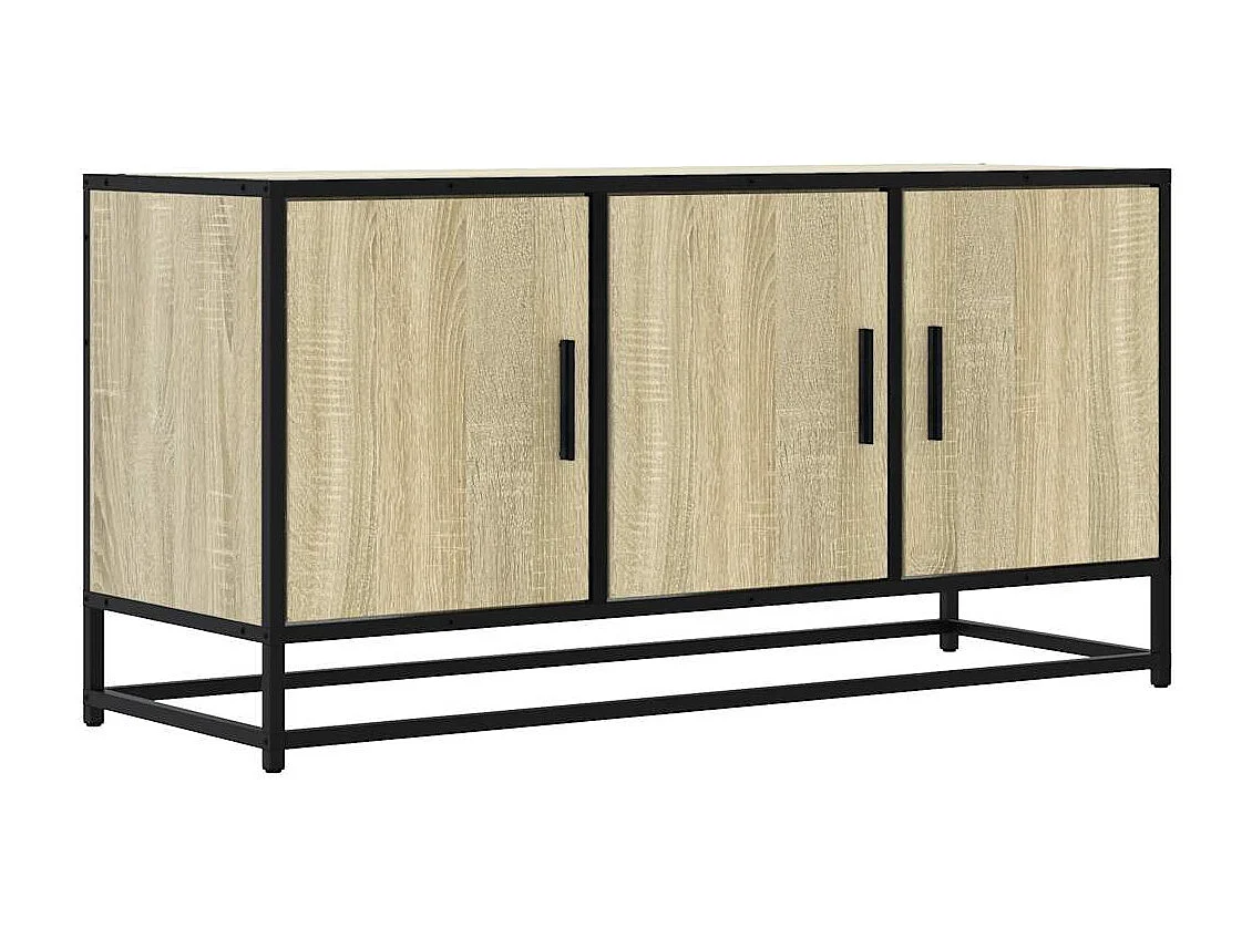 Meuble TV chêne sonoma 100x35x50 cm bois d'ingénierie et métal