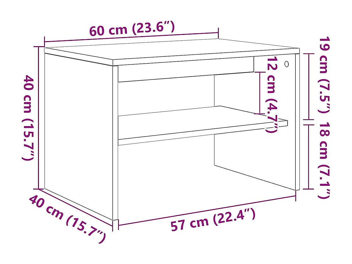 Meuble TV sonoma gris 60x40x40 cm bois d'ingénierie