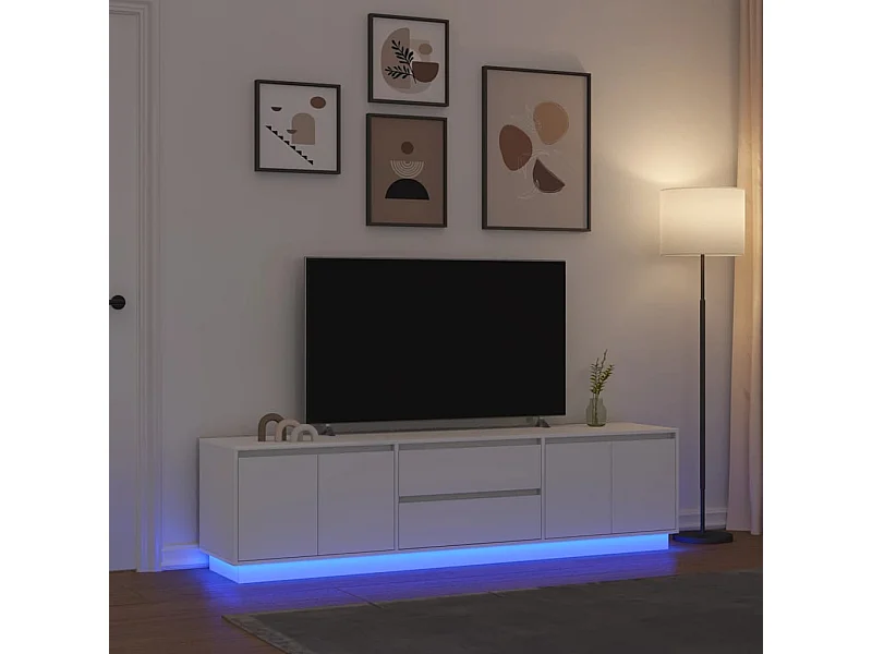 Meuble TV avec lumières LED blanc 193,5x41x50 cm