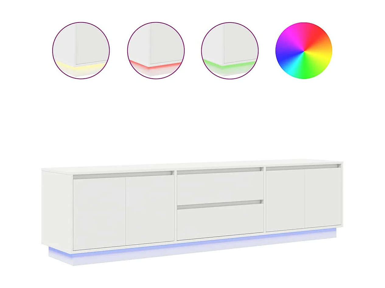 Meuble TV avec lumières LED blanc 193,5x41x50 cm