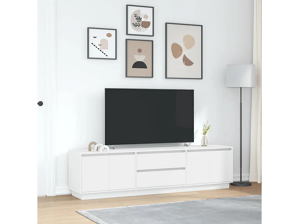 Meuble TV avec lumières LED blanc 193,5x41x50 cm