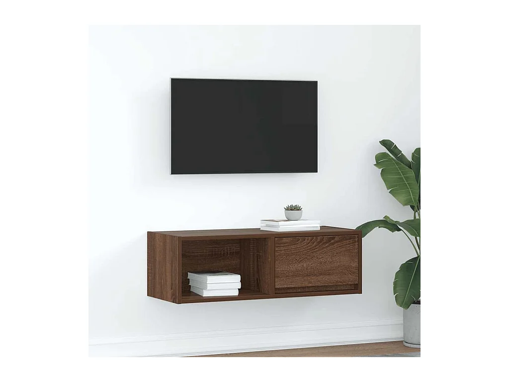 Móvel de TV 80x31x25,5cm derivados de madeira carvalho castanho