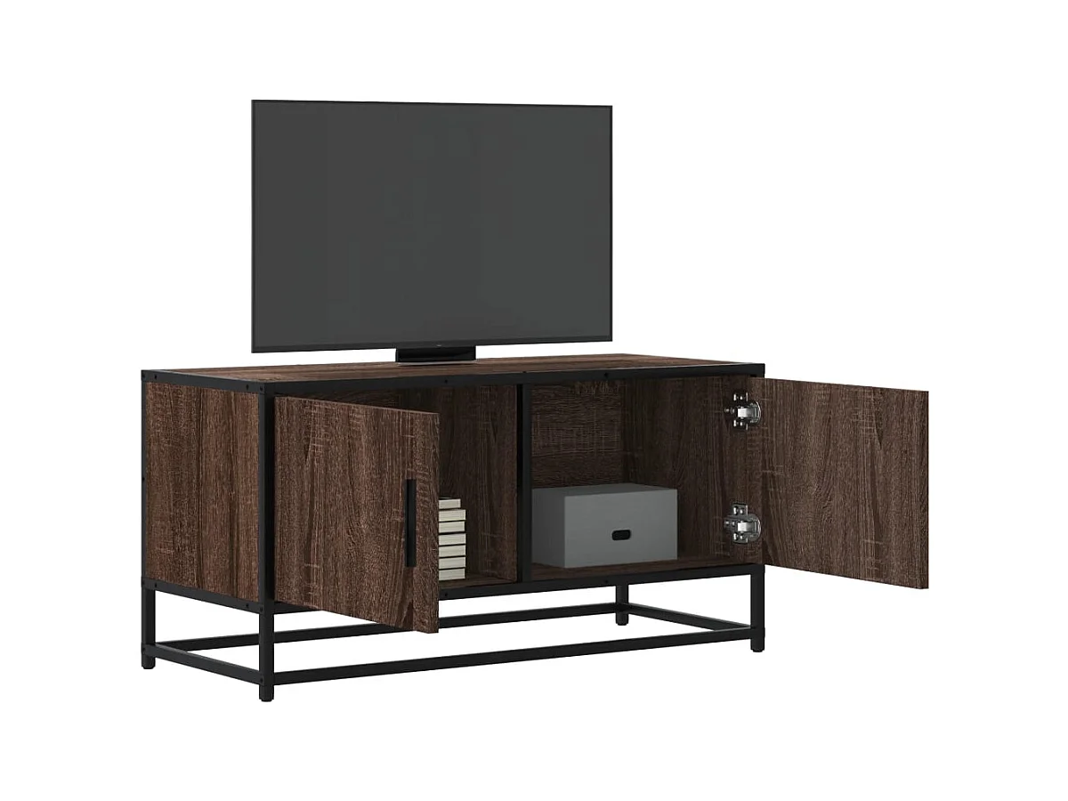 Meuble TV chêne marron 80x34,5x40 cm bois d'ingénierie et métal