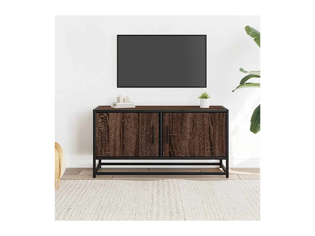 Meuble TV chêne marron 80x34,5x40 cm bois d'ingénierie et métal