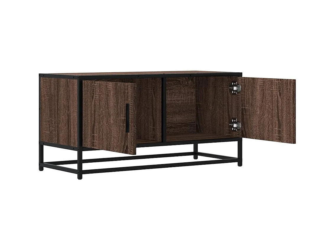 Meuble TV chêne marron 80x34,5x40 cm bois d'ingénierie et métal