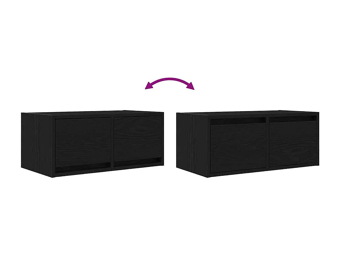Meuble TV chêne noir 60x31x25,5 cm bois d'ingénierie