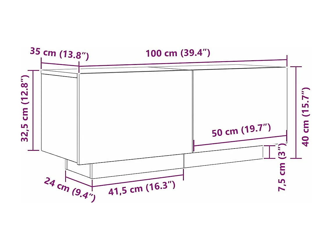 Gabinete para TV Preto 100 x 35 x 40 cm Madeira processada
