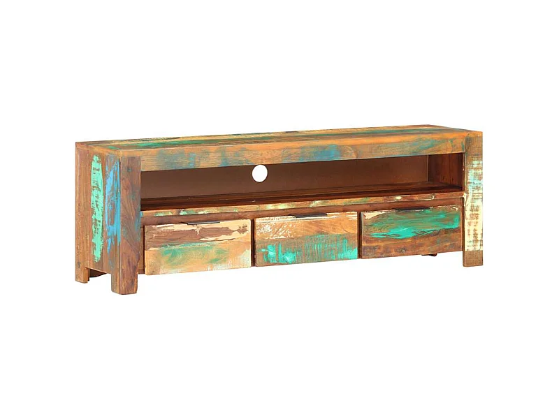 Meuble TV 119x30x41 cm bois de récupération massif