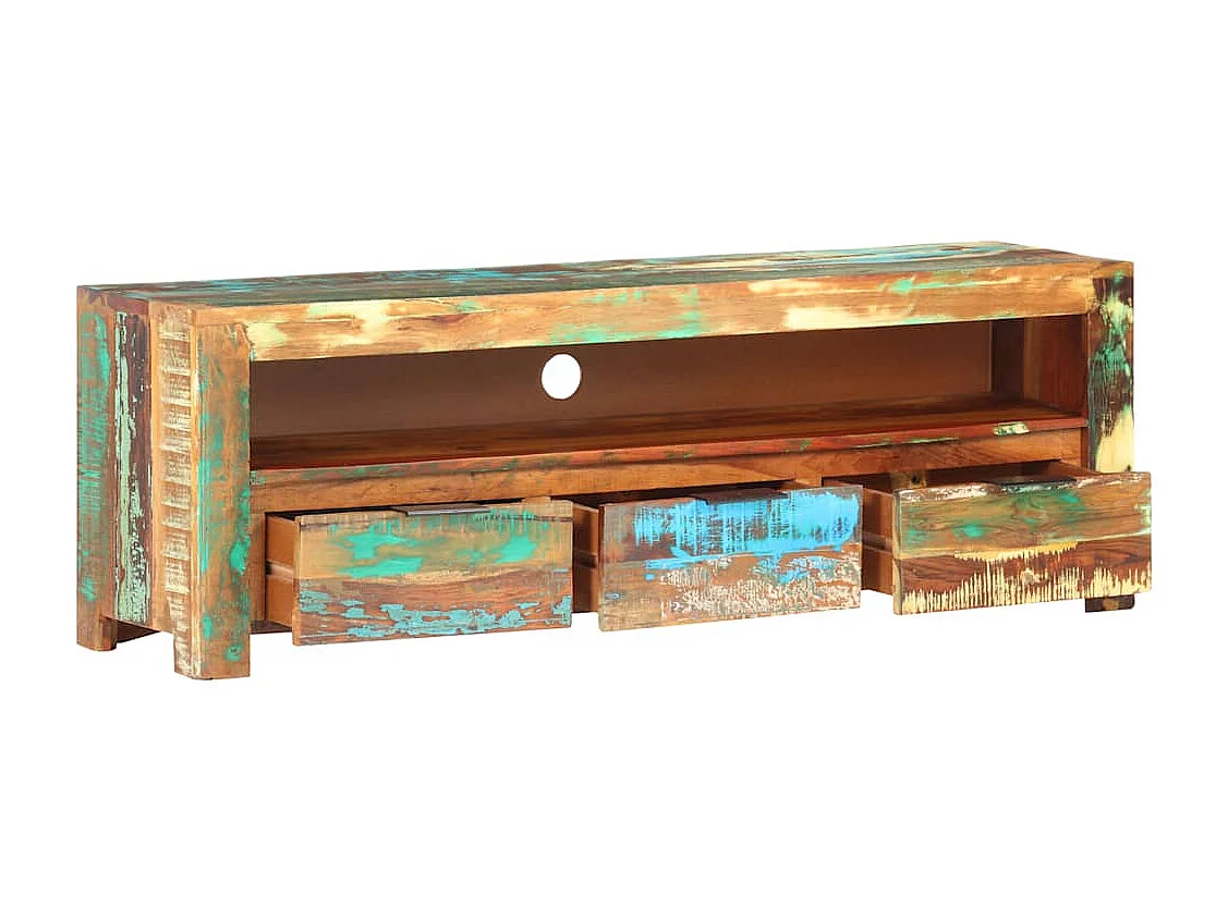 Meuble TV 119x30x41 cm bois de récupération massif