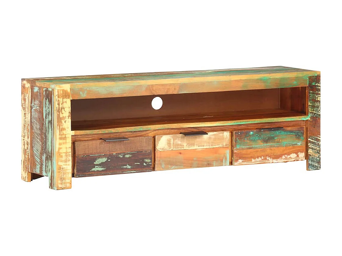 Meuble TV 119x30x41 cm bois de récupération massif