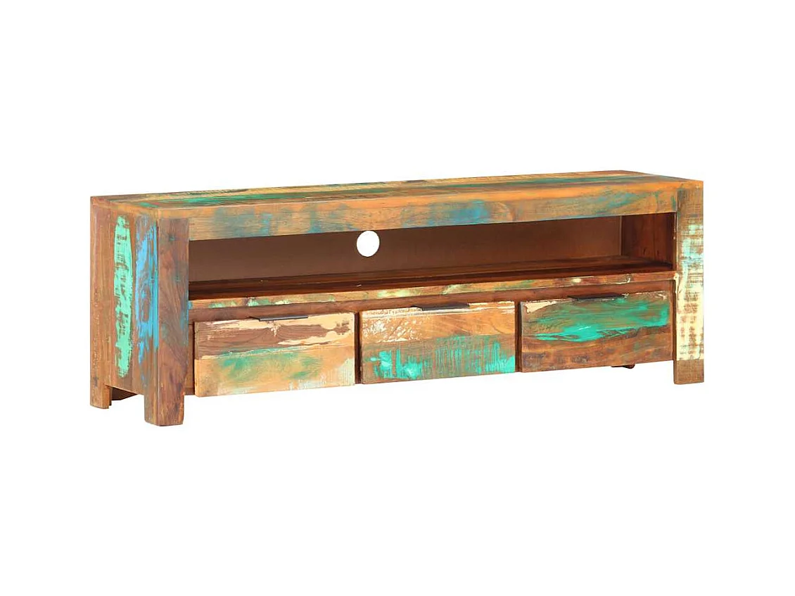 Meuble TV 119x30x41 cm bois de récupération massif