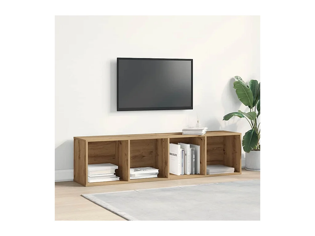 Meuble TV chêne artisanal 120x34x37 cm bois d'ingénierie