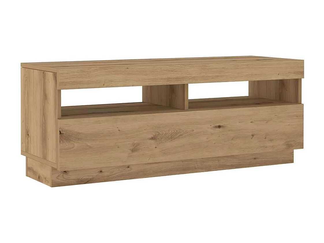 Meuble TV avec lumières LED chêne artisanal bois d'ingénierie