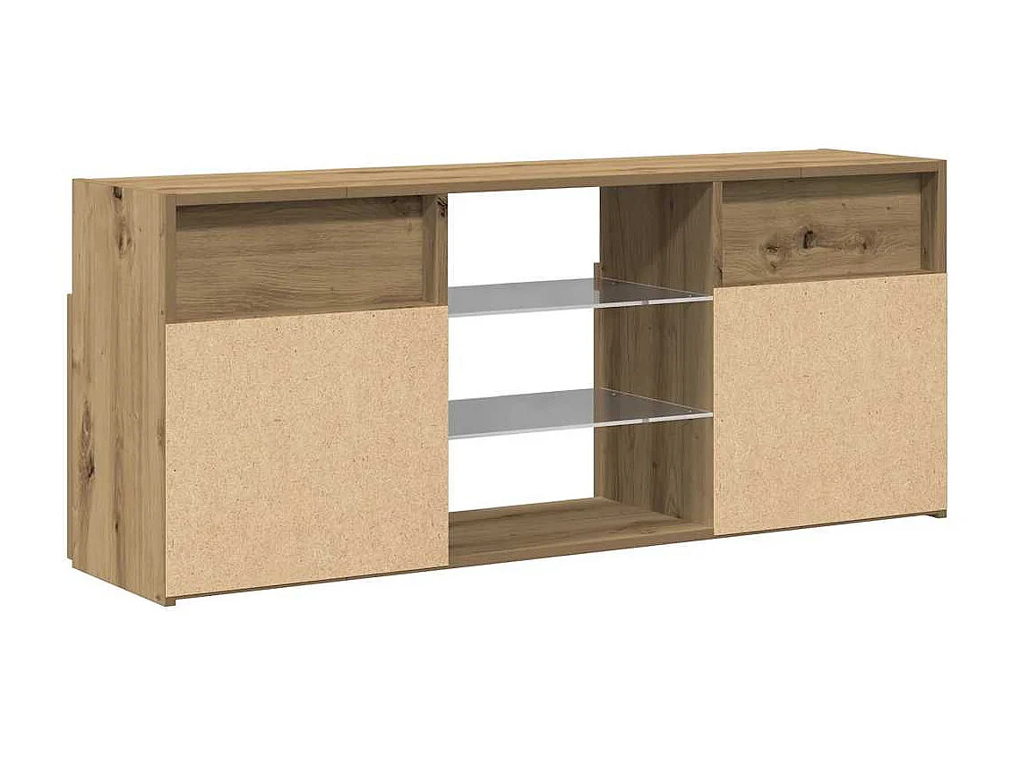 Meuble TV avec lumières LED chêne artisanal bois d'ingénierie