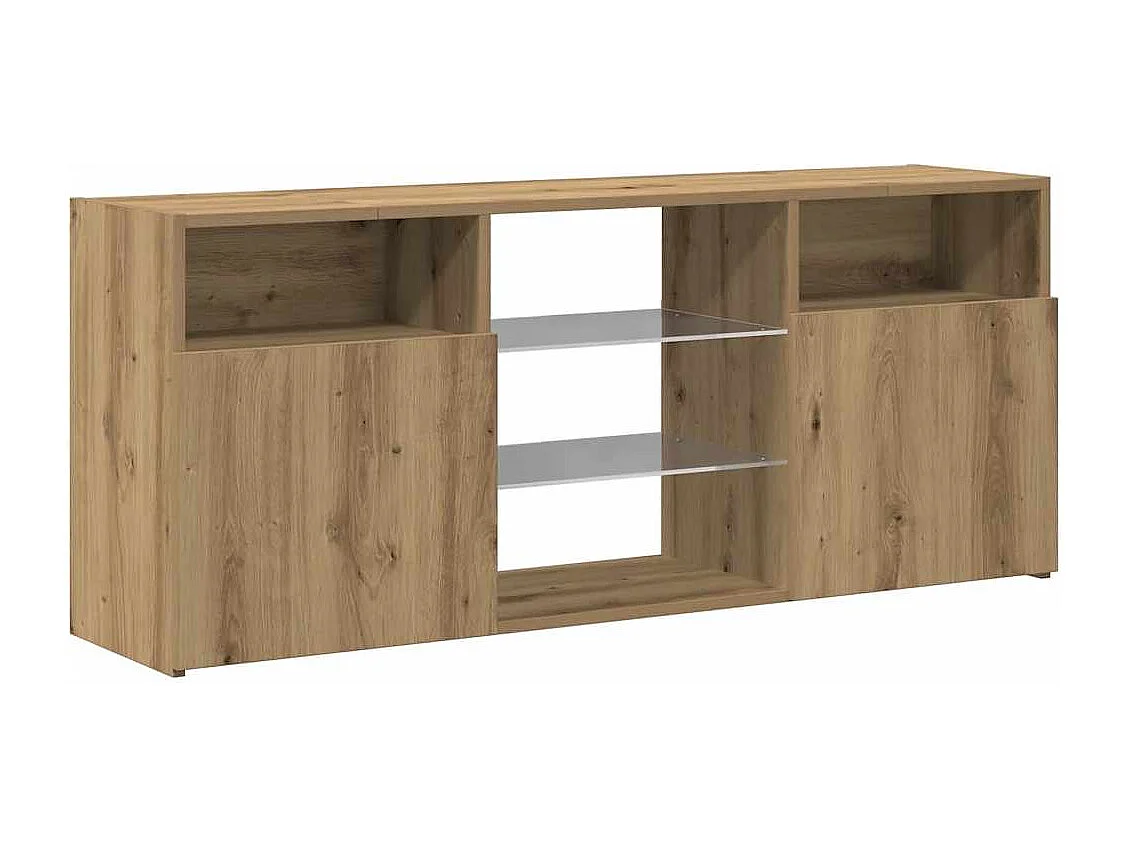 Mueble TV luces LED madera ingeniería roble artisan 120x30x50cm