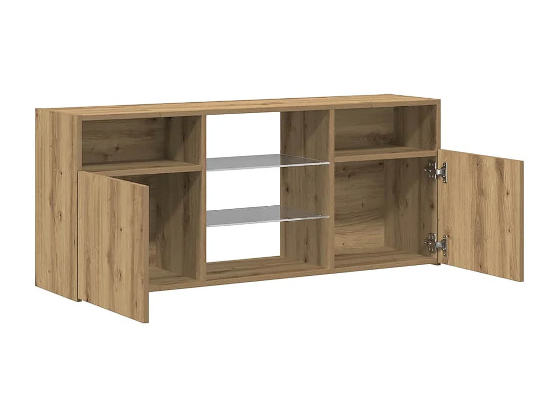 Mueble TV luces LED madera ingeniería roble artisan 120x30x50cm