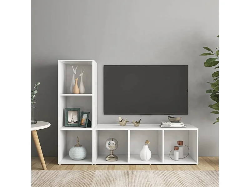 Móveis de TV 2 peças 107x35x37 cm contraplacado branco