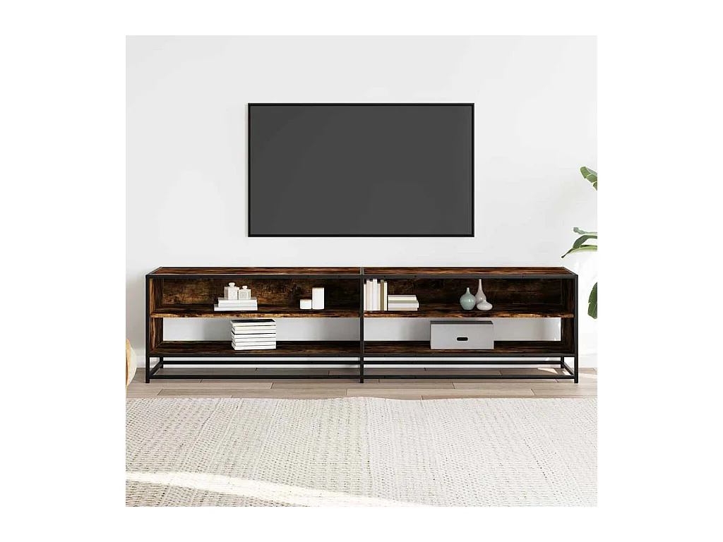 Meuble TV chêne fumé 180,5x40x46 cm bois d'ingénierie