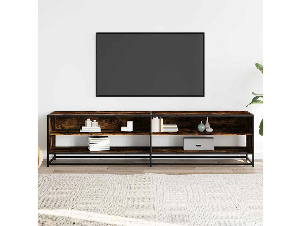 Meuble TV chêne fumé 180,5x40x46 cm bois d'ingénierie