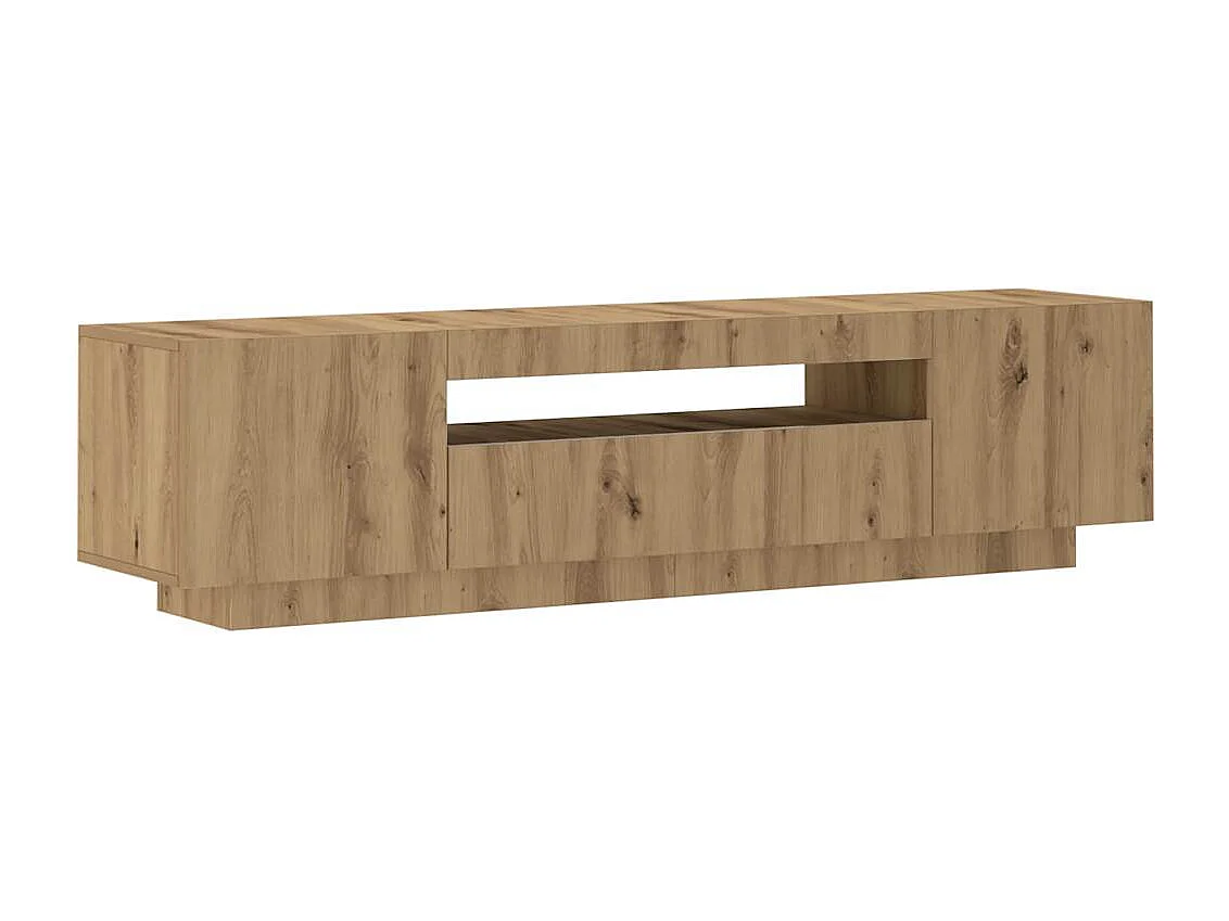 Mueble de TV luces LED madera roble artisan 160x35x40 cm