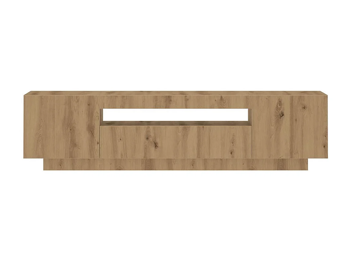 Mueble de TV luces LED madera roble artisan 160x35x40 cm