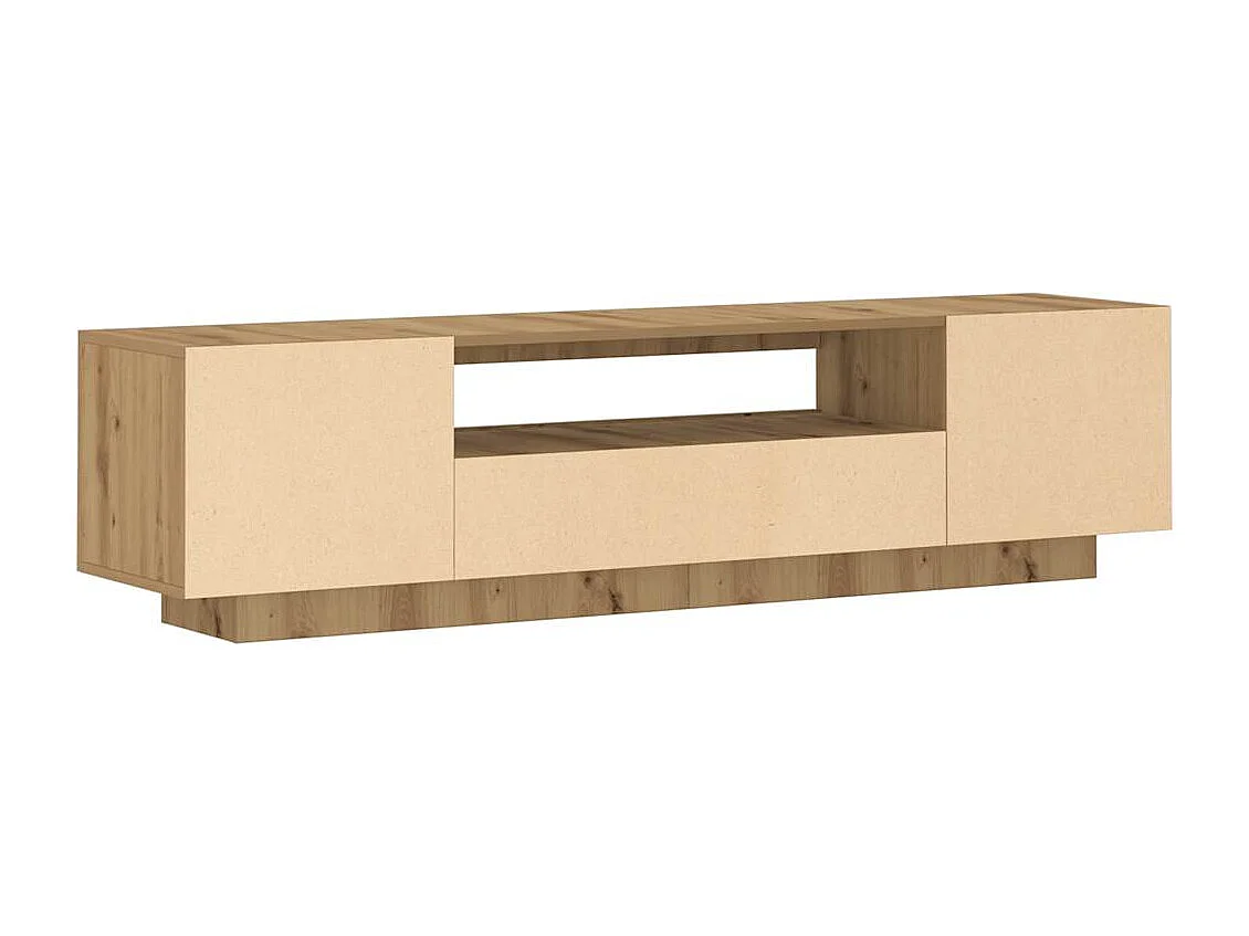 Mueble de TV luces LED madera roble artisan 160x35x40 cm