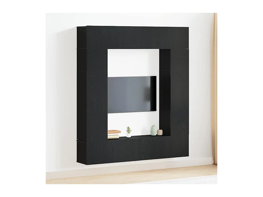 Gabinete para TV 8 peças Preto 80 x 30 x 30 cm Madeira processada